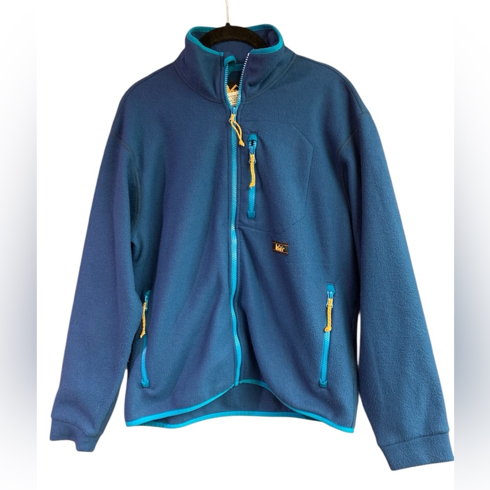 REI Fleece Full Zip Jacket Womens Size XS Blue POLARTEC Fleece Pockets